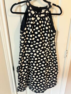 Loft Fit & Flare size 10 Blue and White Polka Dot Halter Spring Summer Dress